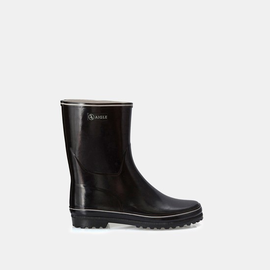 Aigle The Classic And Feminine Patent Ankle Rain Boots Women Black ZA-13925